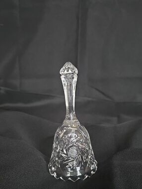 Crystal Bell with Floral Cut Pattern - Clear
